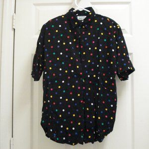 Separate Issue Multi Color Polka Dot Short Sleeve Button Down Women's Blouse